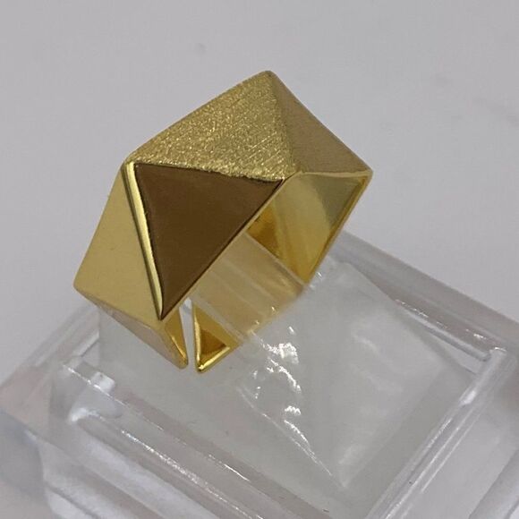 Ring, solid 925 sterling silver, 22 karat gold vermeil, new, adjustable - Picture 5 of 13